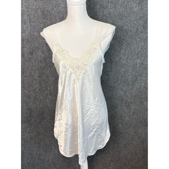 Dentelle Other - Vintage Dentelle White Satin Lace Slip Dress Nightgown Coquette Fairycore Size S